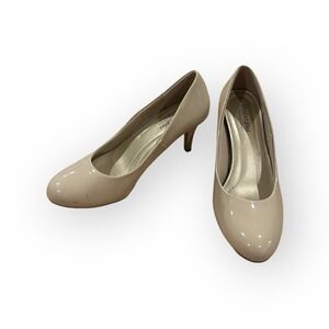 Comfort Plus by Predictions Women's Nude Patent Pumps | Wide Width 8W Heels